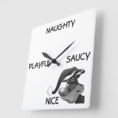 "NAUGHT/NICE WINKING ELF CHRISTMAS CLOCK VIERKANTE KLOK (Hoek)