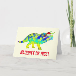 Naught of nice Santa Triceratops dino quote Kaart