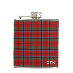 Naughton Tartan Monogram Red Pset Heupfles