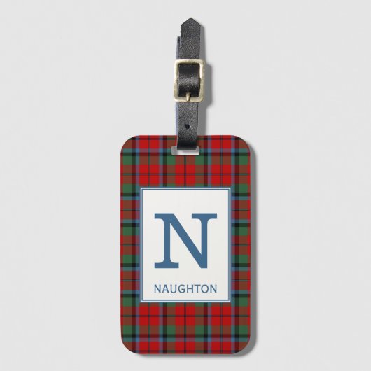 Naughton Tartan Red Pset Patroon Bagagelabel (Voorkant (verticaal))