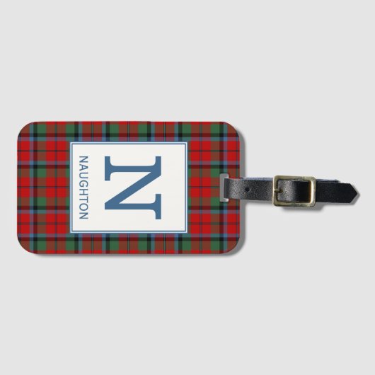 Naughton Tartan Red Pset Patroon Bagagelabel (Voorkant (horizontaal))
