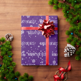 NAUGHTS- OF NICE-tekst in sneeuwvlokken Cadeaupapier