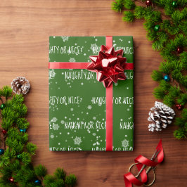 NAUGHTS- OF NICE-tekst in sneeuwvlokken Cadeaupapier