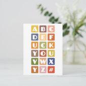 Naughty Alphabets aangepast briefkaart (Staand voorkant)