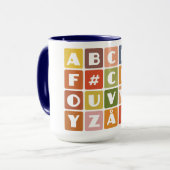 Naughty Alphabets mok - kies stijl & kleur (Voorkant links)