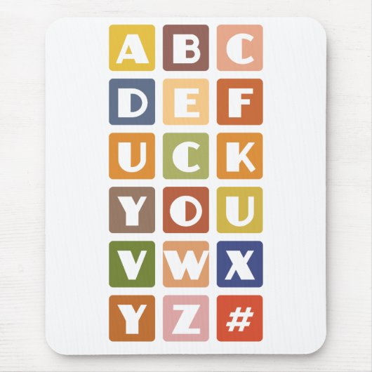 Naughty Alphabets mousepad Muismat (Voorkant)