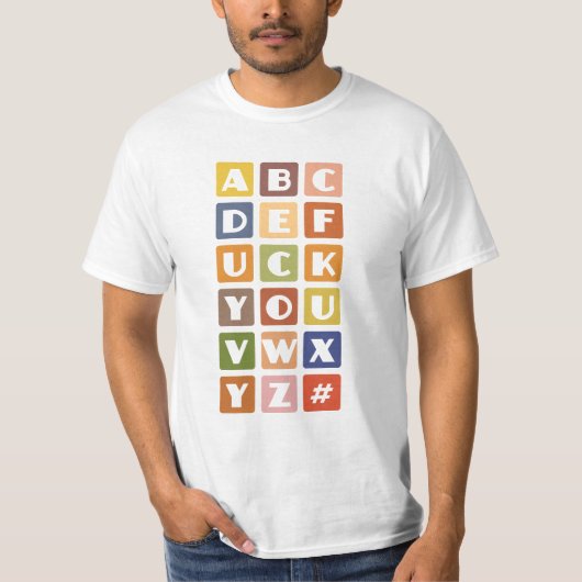 Naughty Alphabets shirt - kies stijl & kleur (Voorkant)