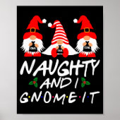 Naughty And I Gnome It Christmas Gnomes Funny Xmas Poster (Voorkant)