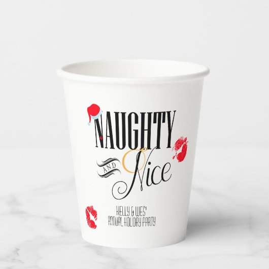 Naughty and Nice Holiday Paper Cup Papieren Bekers (Voorkant)