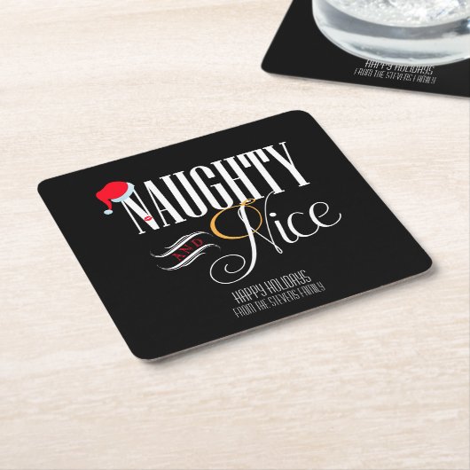 Naughty and Nice Holiday Party Kartonnen Onderzetters (Schuin)