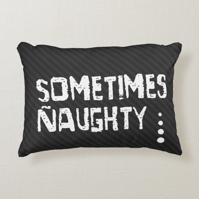 Naughty and Nice Kersttypografie Omkeerbaar Accent Kussen (Voorkant)