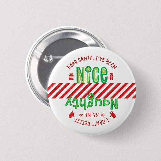 Naughty and Nice Santa Holiday Button (Voorkant /achterkant)