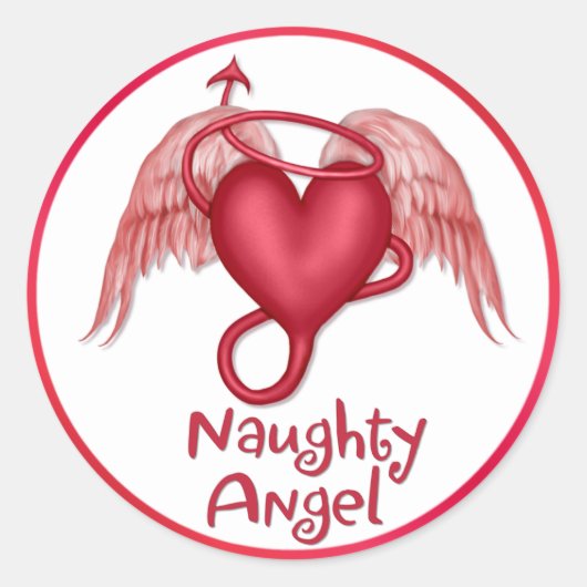 Naughty Angel Ronde Sticker (Voorkant)