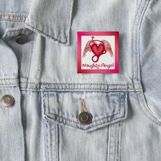 Naughty Angel Vierkante Button 5,1 Cm (In situ)