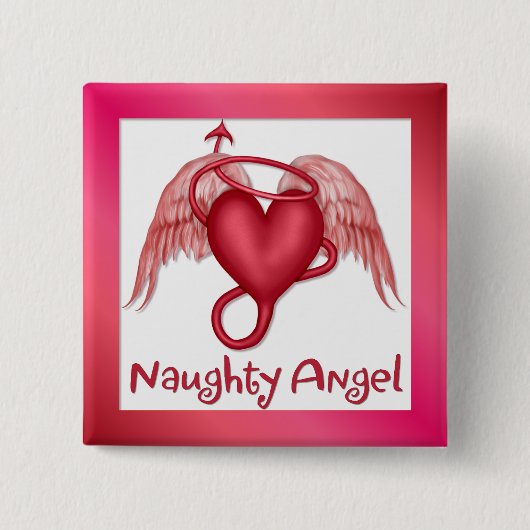 Naughty Angel Vierkante Button 5,1 Cm (Voorkant)
