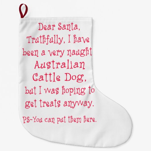 Naughty Australian Cattle Dog Grote Kerstsok (Voorkant)