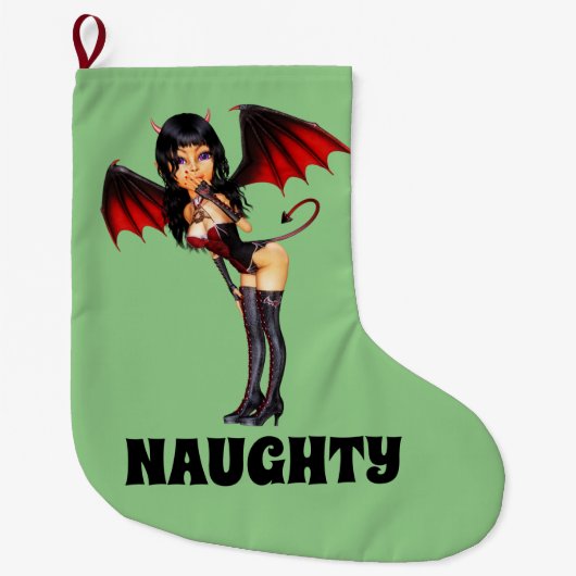 NAUGHTY BARE MATT DEVIL GIRL CHRISTMAS STOCKINGS GROTE KERSTSOK (Voorkant)