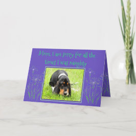 Naughty Basset Hound beroemd gemaakt door Funny Mo Kaart