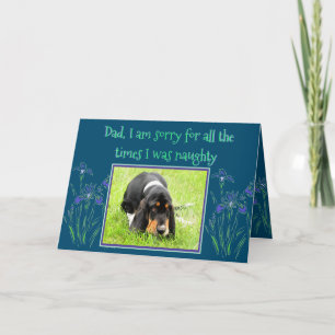 Naughty Basset Hound on Funny Dad's Birthday Card Kaart