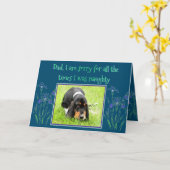 Naughty Basset Hound op Funny Dad's verjaardag Kaa Kaart (Gele Bloem)