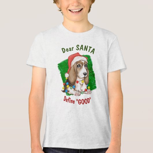 Naughty Beagle Pup Holiday Tri-Blend Shirt (Voorkant)