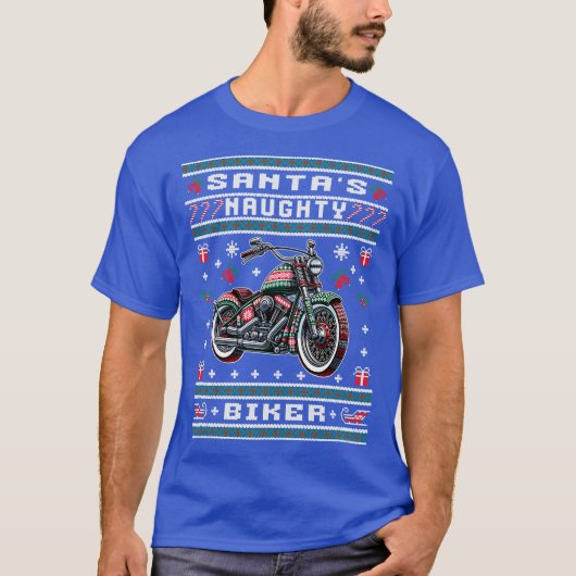 Naughty Biker Ugly Christmas Sweater T-shirt (Voorkant)