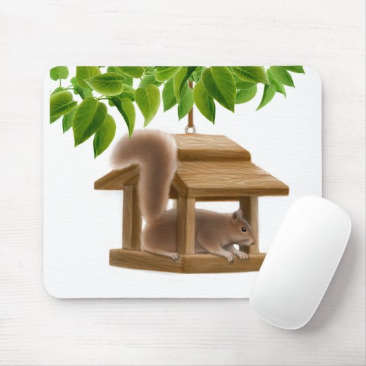 Naughty Bird Feeder Squirrel Mousepad Muismat (Met muis)