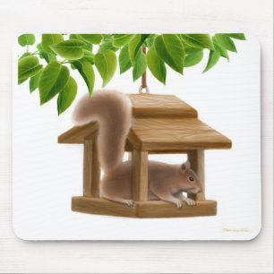 Naughty Bird Feeder Squirrel Mousepad Muismat