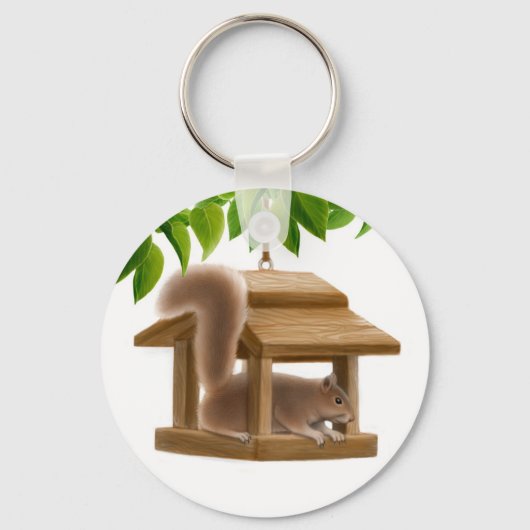 Naughty Bird Feeder Squirrel Sleutelhanger (Voorkant)