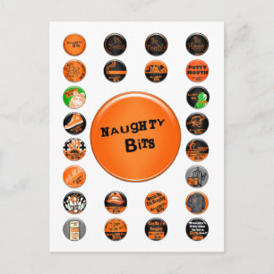 Naughty Bits Merit Badges Briefkaart