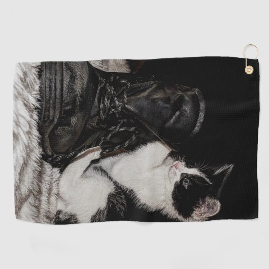 Naughty black and white cat golfhanddoek (Horizontaal)