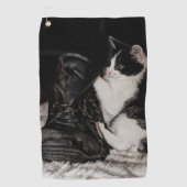 Naughty black and white cat golfhanddoek (Voorkant)