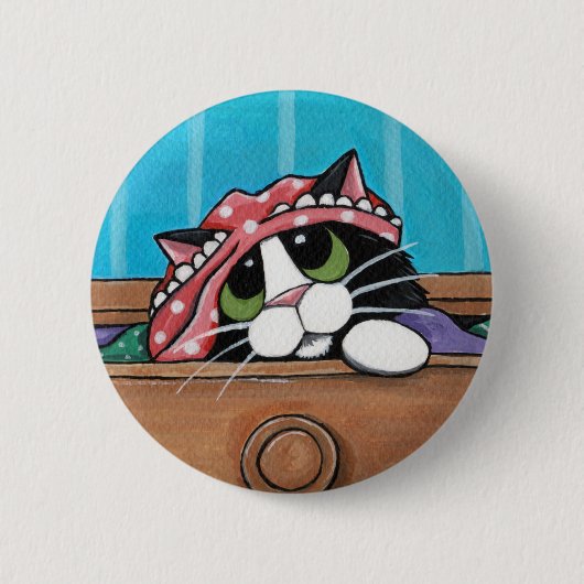 Naughty Black Cat - Cat Art Button (Voorkant)