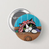 Naughty Black Cat - Cat Art Button (Voorkant /achterkant)