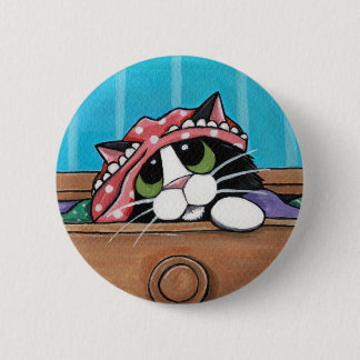 Naughty Black Cat - Cat Art Button