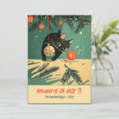 Naughty Black Cat Christmas Flat Holiday Kaart (Staand voorkant)