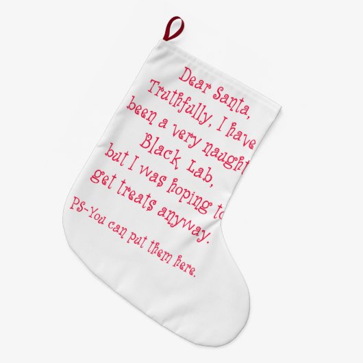 Naughty Black Lab Grote Kerstsok (Voorkant (Hangend))