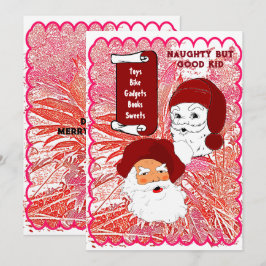Naughty but Good Kind Santa's Wish List Kerstmis Feestdagenkaart