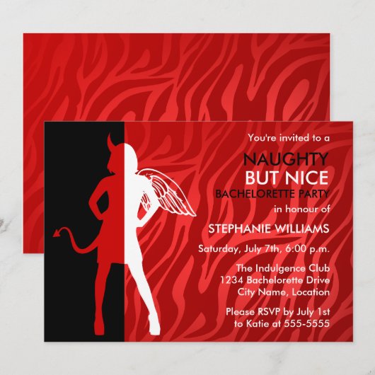 Naughty but Nice Bachelorette Part Kaart (Voorkant / Achterkant)