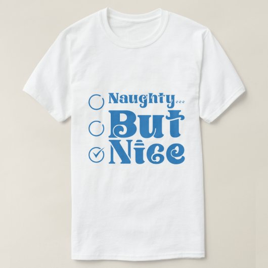 "Naughty But Nice" Funny Christmas Checklist T-shirt (Design voorkant)