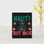 Naughty But Nice Funny Nautical Christmas Pun Joke Kaart (Gele Bloem)