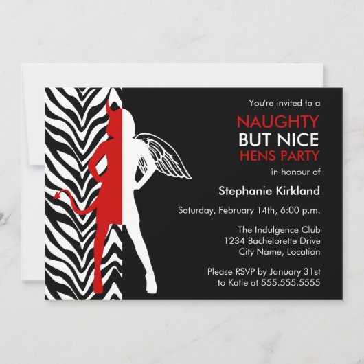 Naughty but Nice Hens Party / Bachelorette Party Kaart (Voorkant)