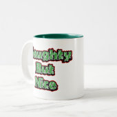 Naughty but nice List Santa Kerstmis Tweekleurige Koffiemok (Voorkant links)