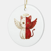Naughty Cat Angel and Mischievous Cat Split Xmas Keramisch Ornament (Links)