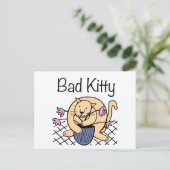 Naughty Cat Cartoon Briefkaart (Staand voorkant)
