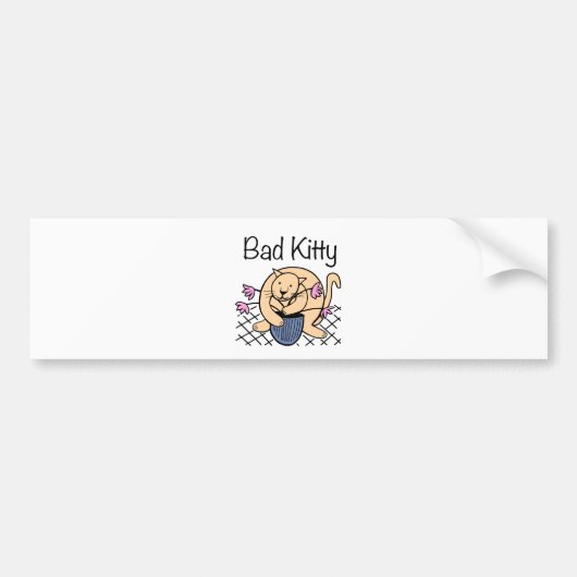 Naughty Cat Cartoon Bumpersticker (Voorkant)