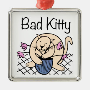 Naughty Cat Cartoon Metalen Ornament