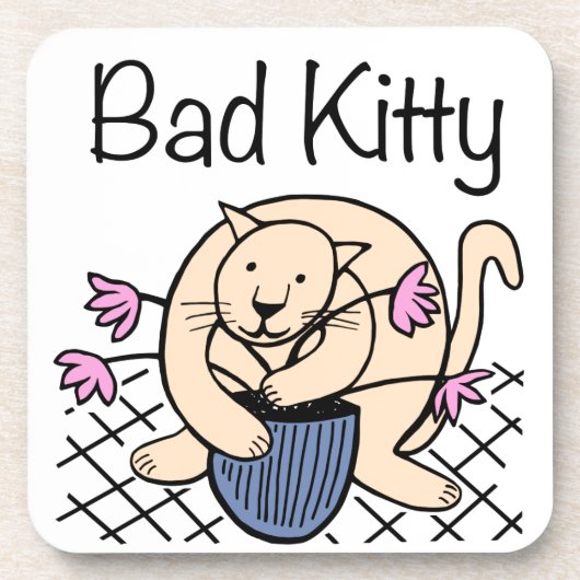 Naughty Cat Cartoon Onderzetter (Voorkant)