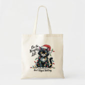 Naughty Cat Christmas Bag – Funny Santa Hat Tote Bag (Voorkant)