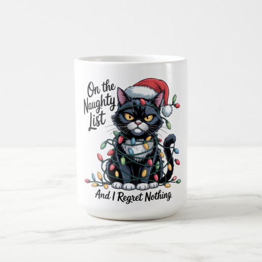 Naughty Cat Christmas Mug – Funny Santa Hat  Koffiemok (Center)
